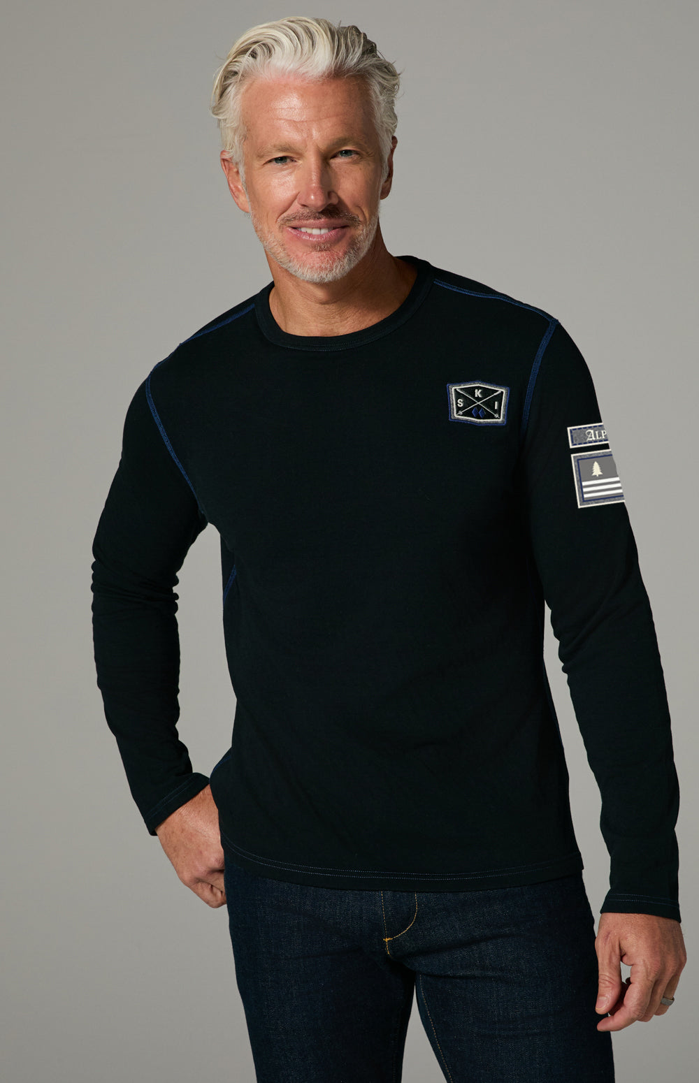 Alp N Rock Lake Tahoe Crew, black longsleeve crewneck shirt for men with Lake Tahoe lettering on the back