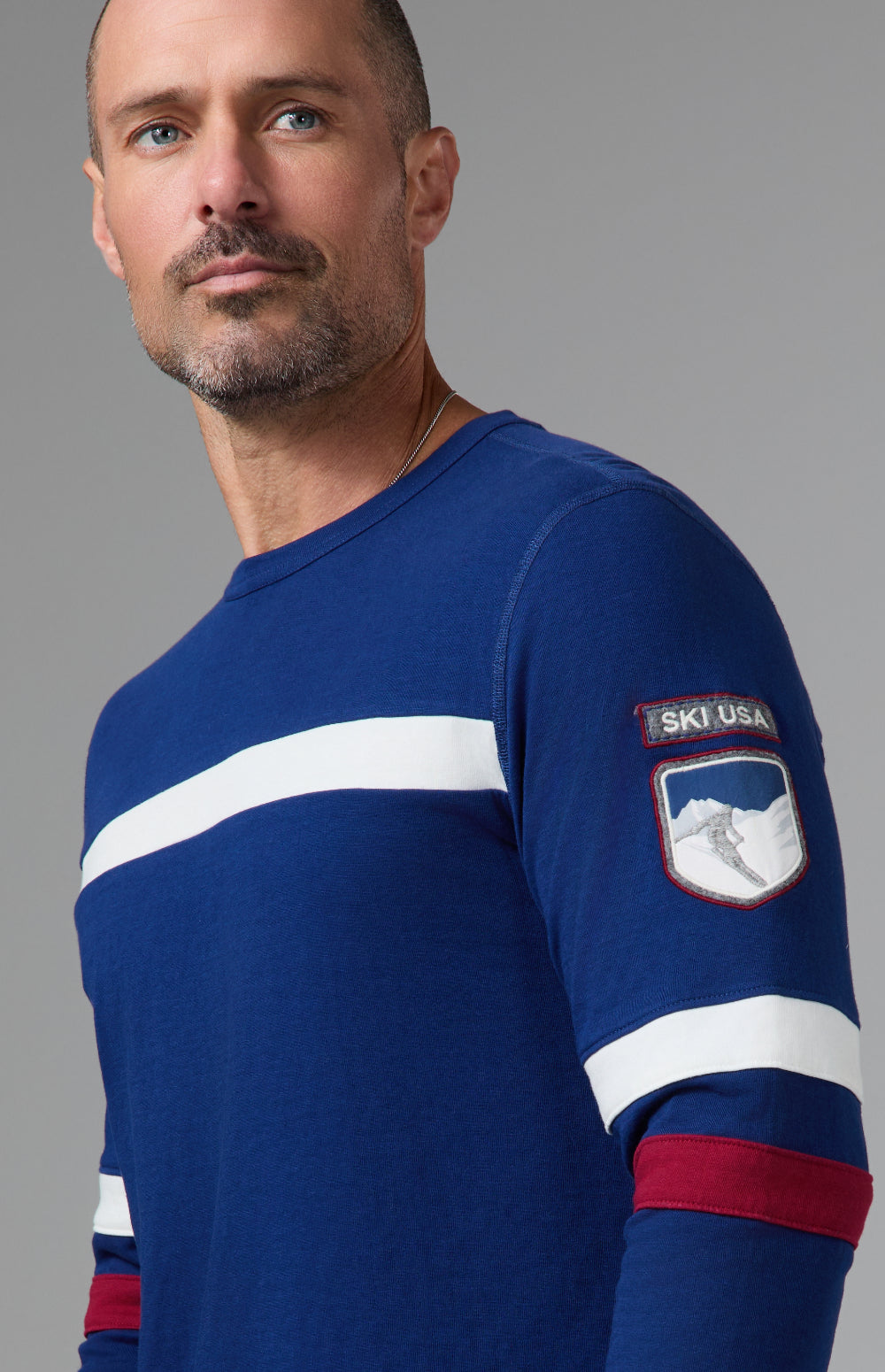 USA Downhill Ski Crew, Deep Blue | Alp N Rock Alp N Rock Mens Shirt USA Downhill Ski Crew  | Deep Blue