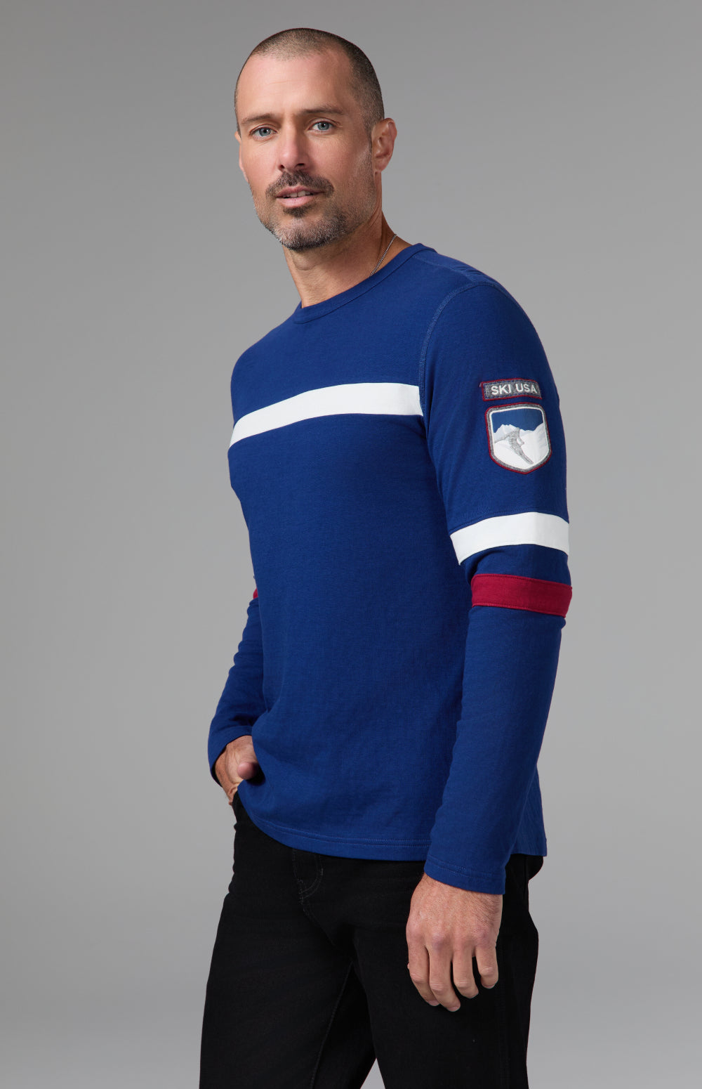 USA Downhill Ski Crew, Deep Blue | Alp N Rock Alp N Rock Mens Shirt USA Downhill Ski Crew  | Deep Blue