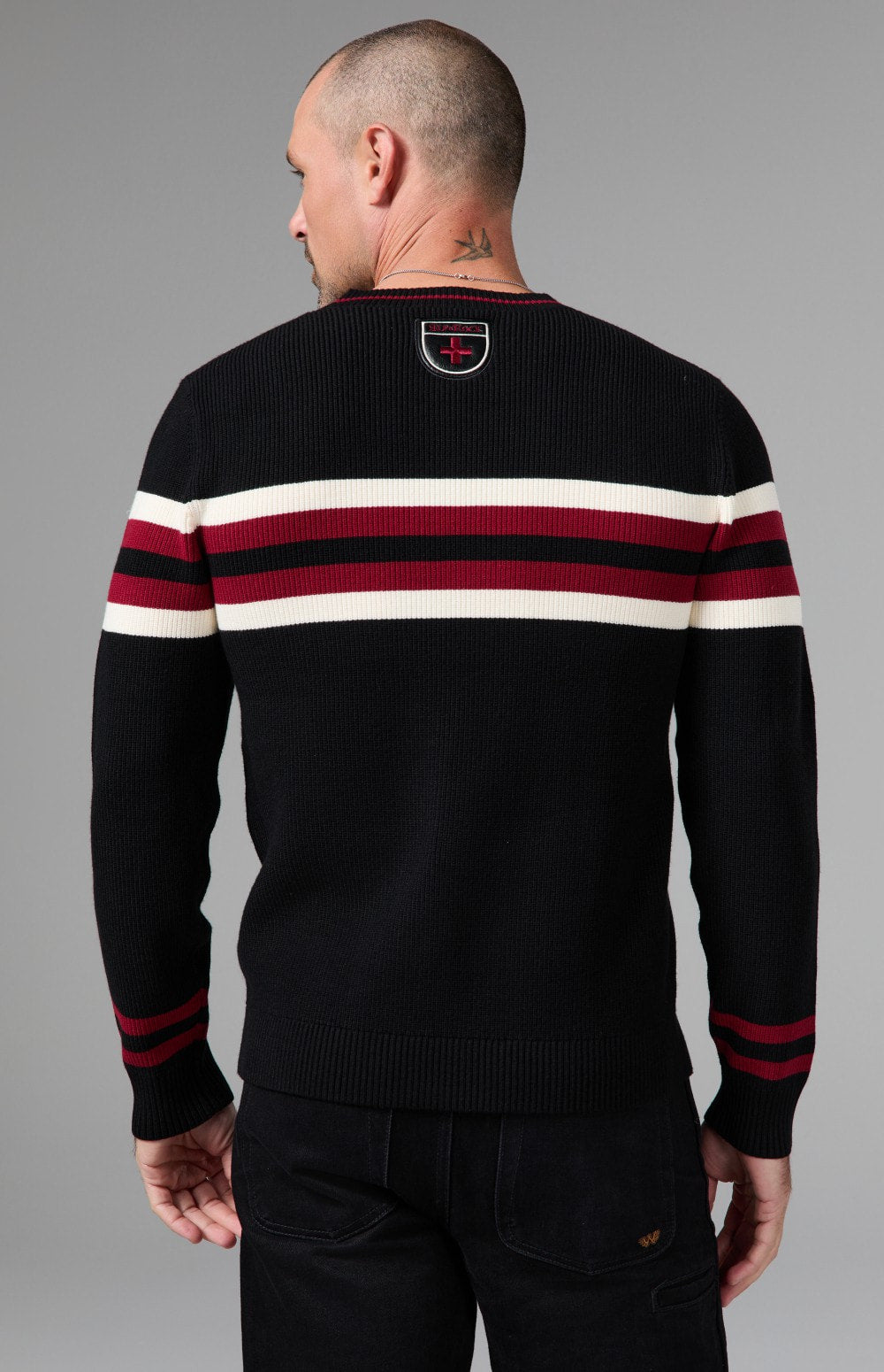 Alp N Rock Cameron Stripe Crew Sweater, black crew neck stripe sweater