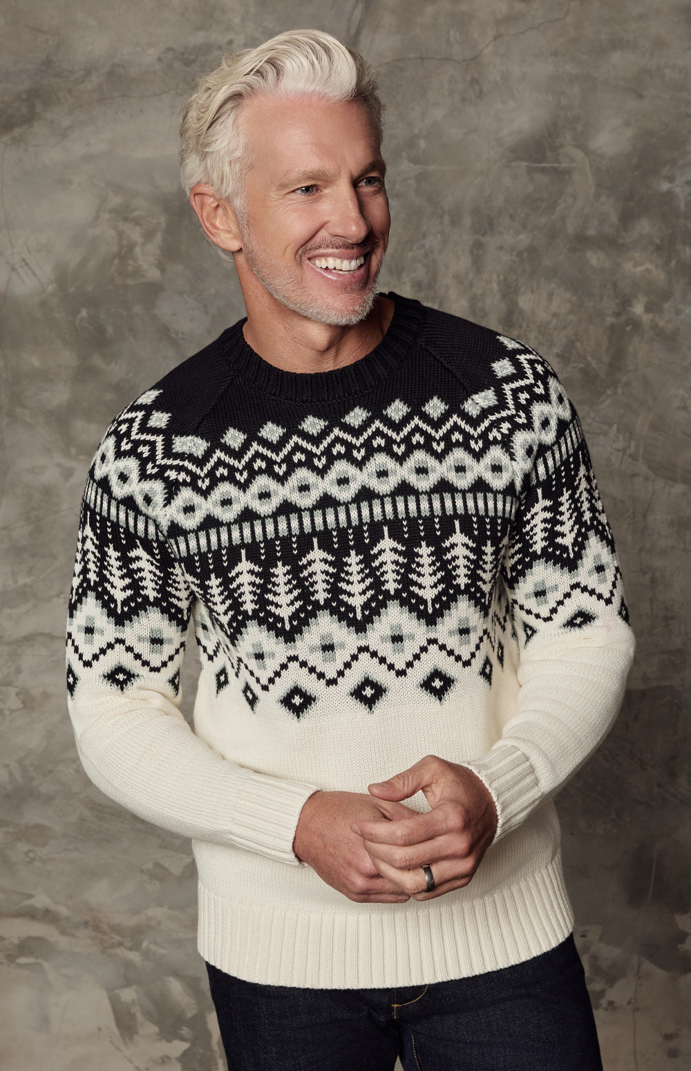Sid Fair Isle Crewneck Sweater, Black | Alp N Rock Alp N Rock Mens Sweater Sid Fair Isle Crewneck Sweater | Black