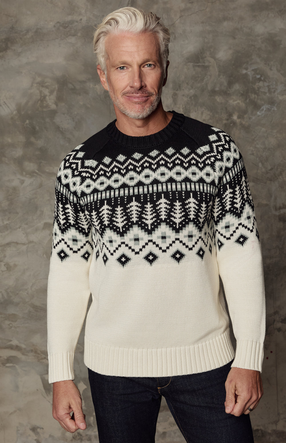 Sid Fair Isle Crewneck Sweater, Black | Alp N Rock Alp N Rock Mens Sweater Sid Fair Isle Crewneck Sweater | Black