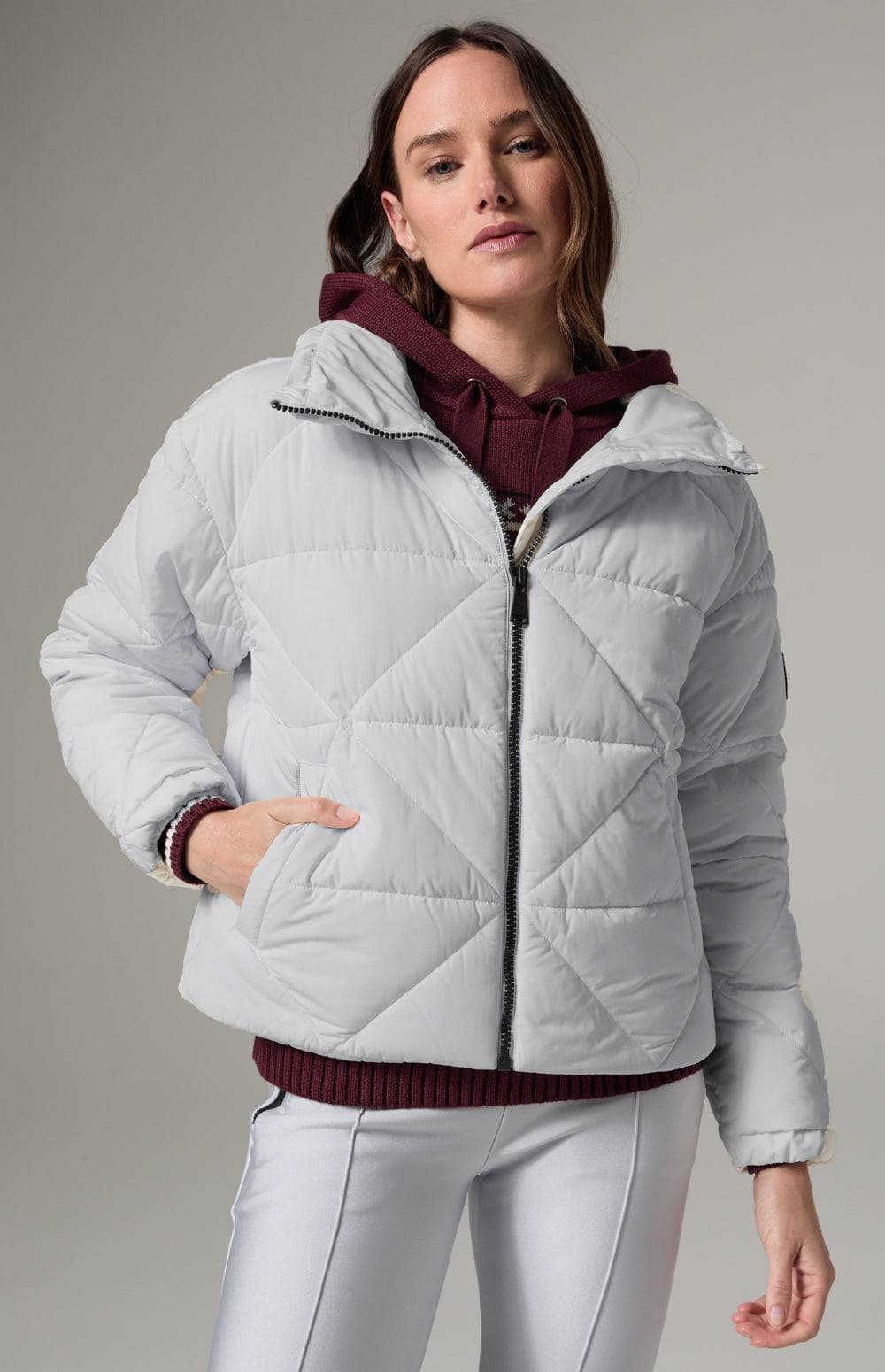 Alta Puffer Jacket by Alp N Rock, Women's Silver Puffer Jacket With Eco-Down Filling