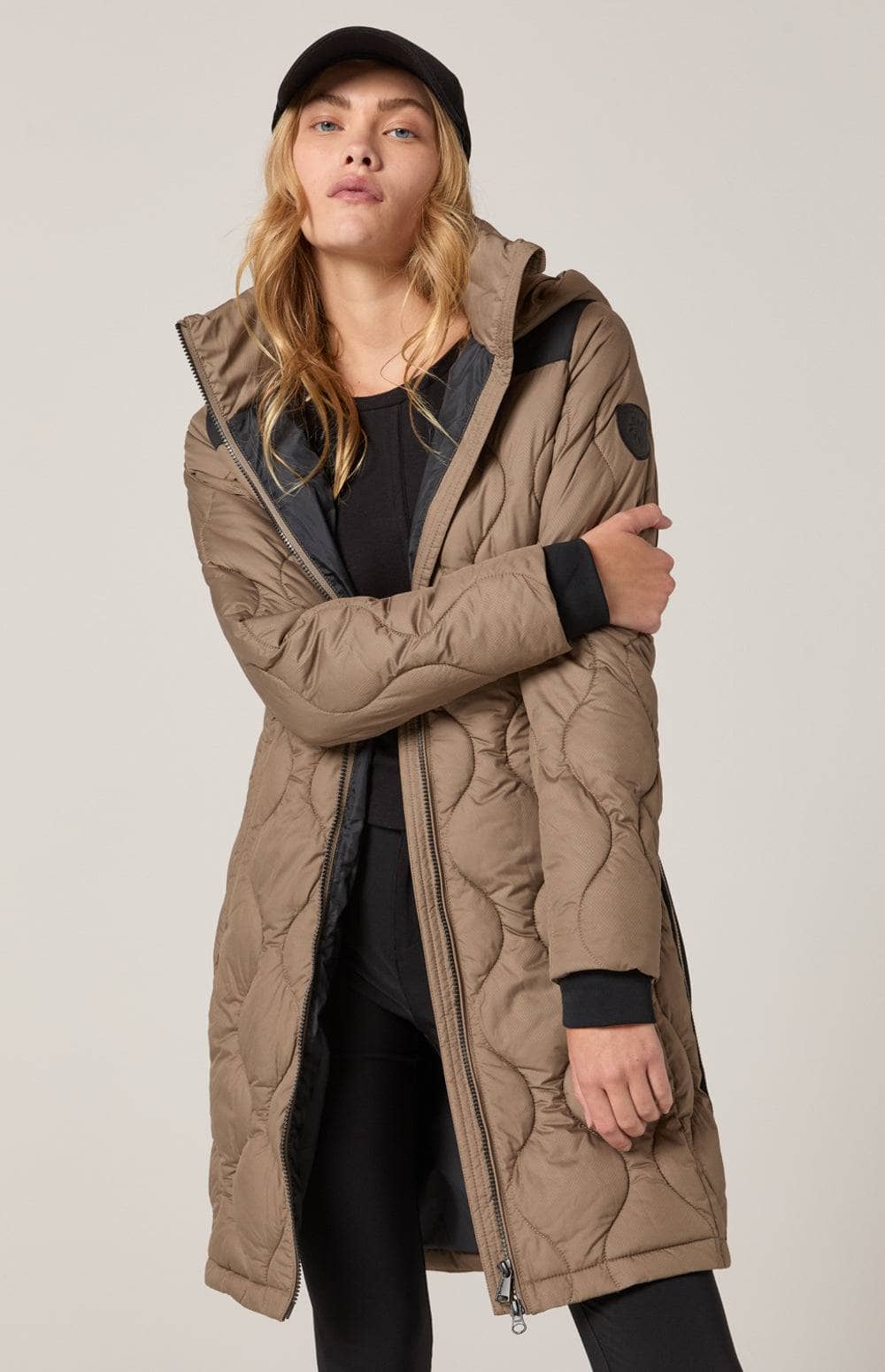 Long camel puffer coat online