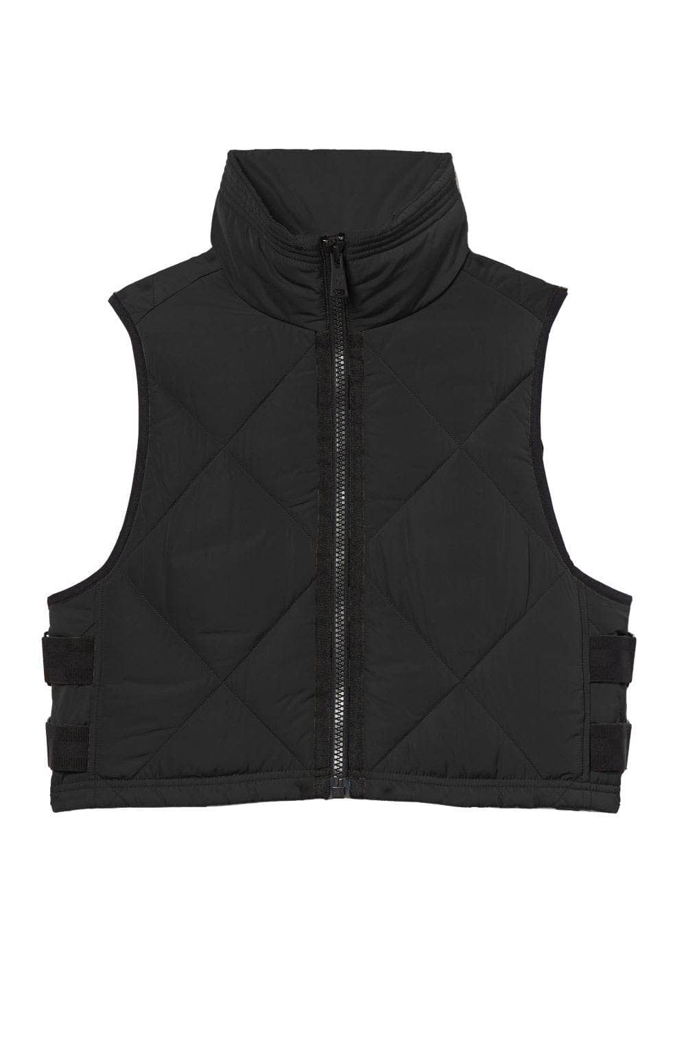 La Vitesse li Cropped Vest by Alp N Rock, Women's Black Quilted Vest With Black Zipper and Light Padding