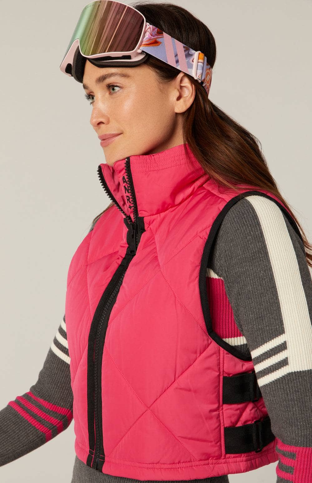 La Vitesse li Cropped Vest by Alp N Rock, Women's Pink Quilted Vest With Light Padding