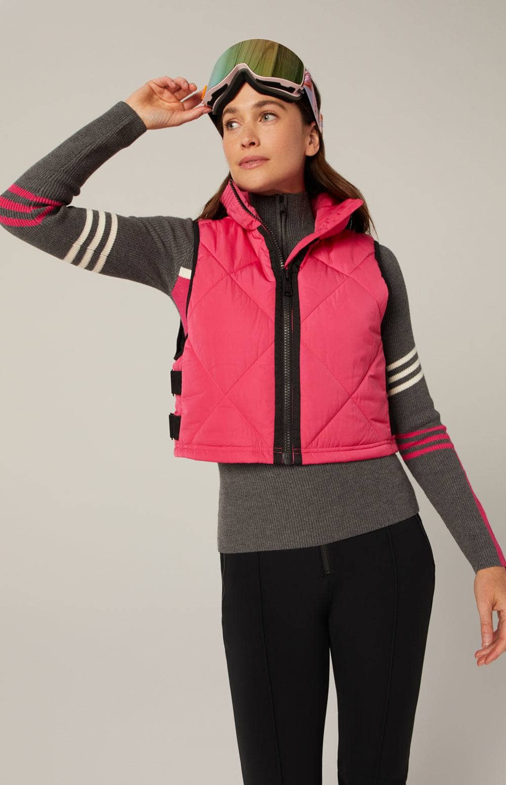 La Vitesse li Cropped Vest by Alp N Rock, Women's Pink Quilted Vest With Light Padding