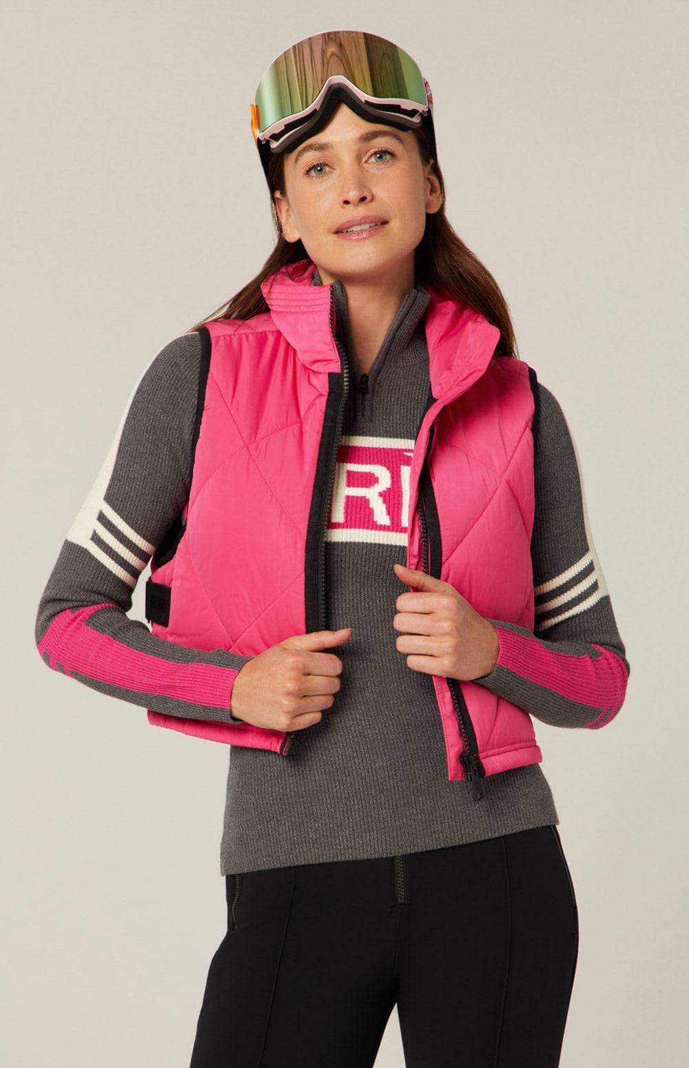 La Vitesse Cropped Vest by Alp N Rock, Women's Pink Quilted Cropped Puffer Vest