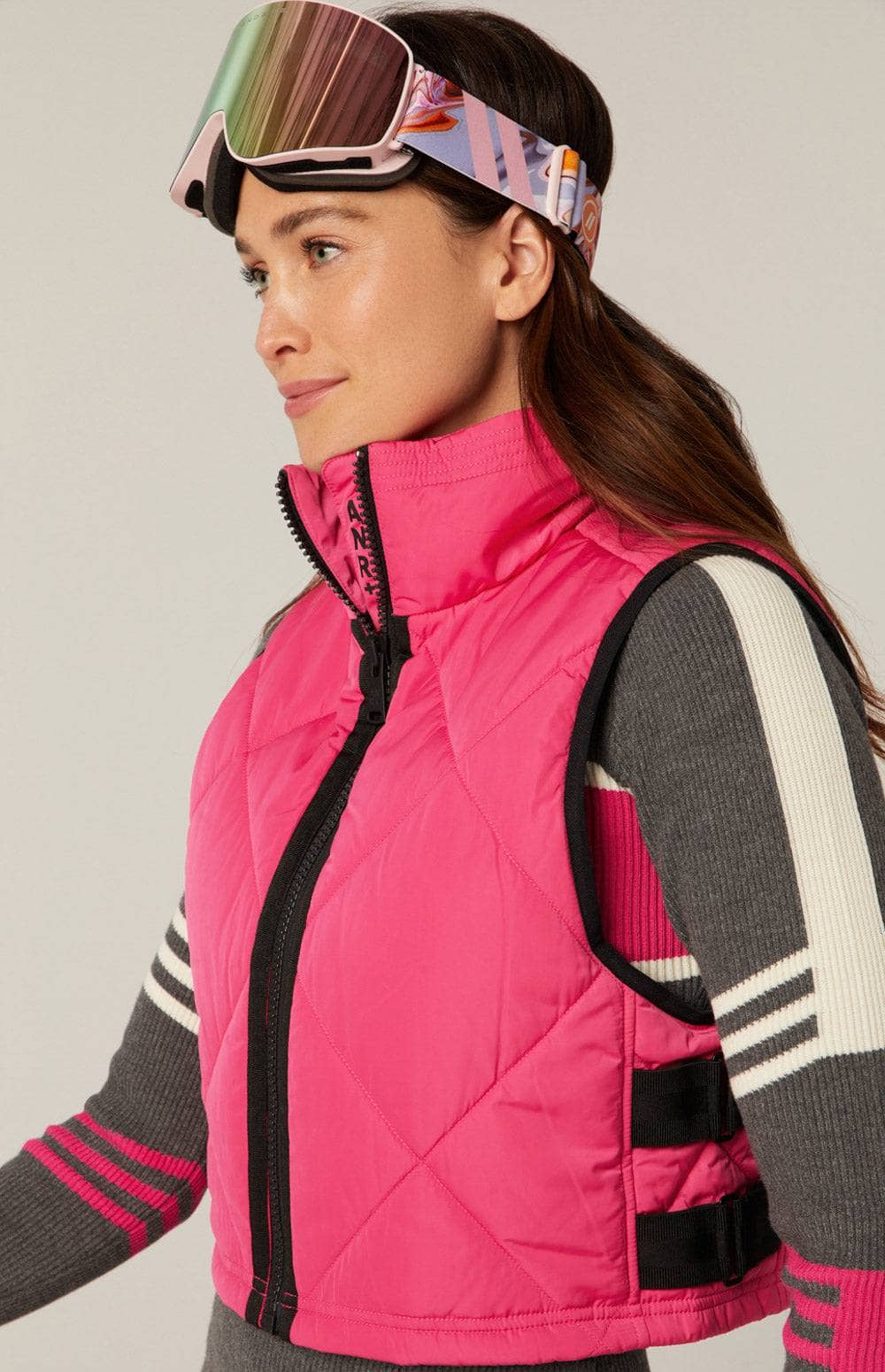 La Vitesse Cropped Vest by Alp N Rock, Women's Pink Quilted Cropped Puffer Vest