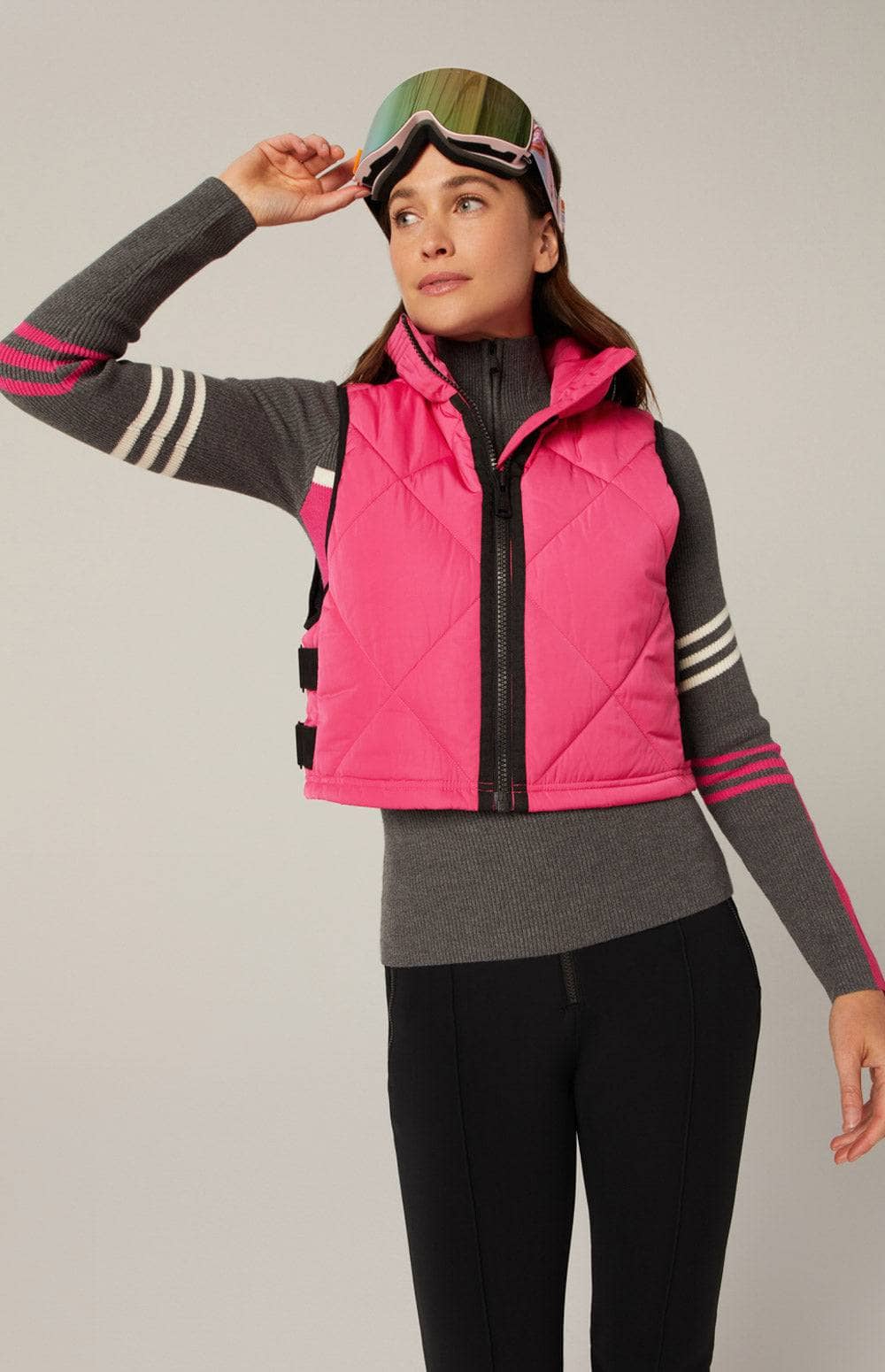 La Vitesse Cropped Vest by Alp N Rock, Women's Pink Quilted Cropped Puffer Vest