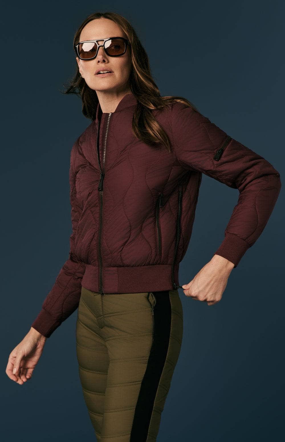 Metro Bomber Jacket by Alp N Rock, Women's Burgundy Bomber Jacket With Quilting