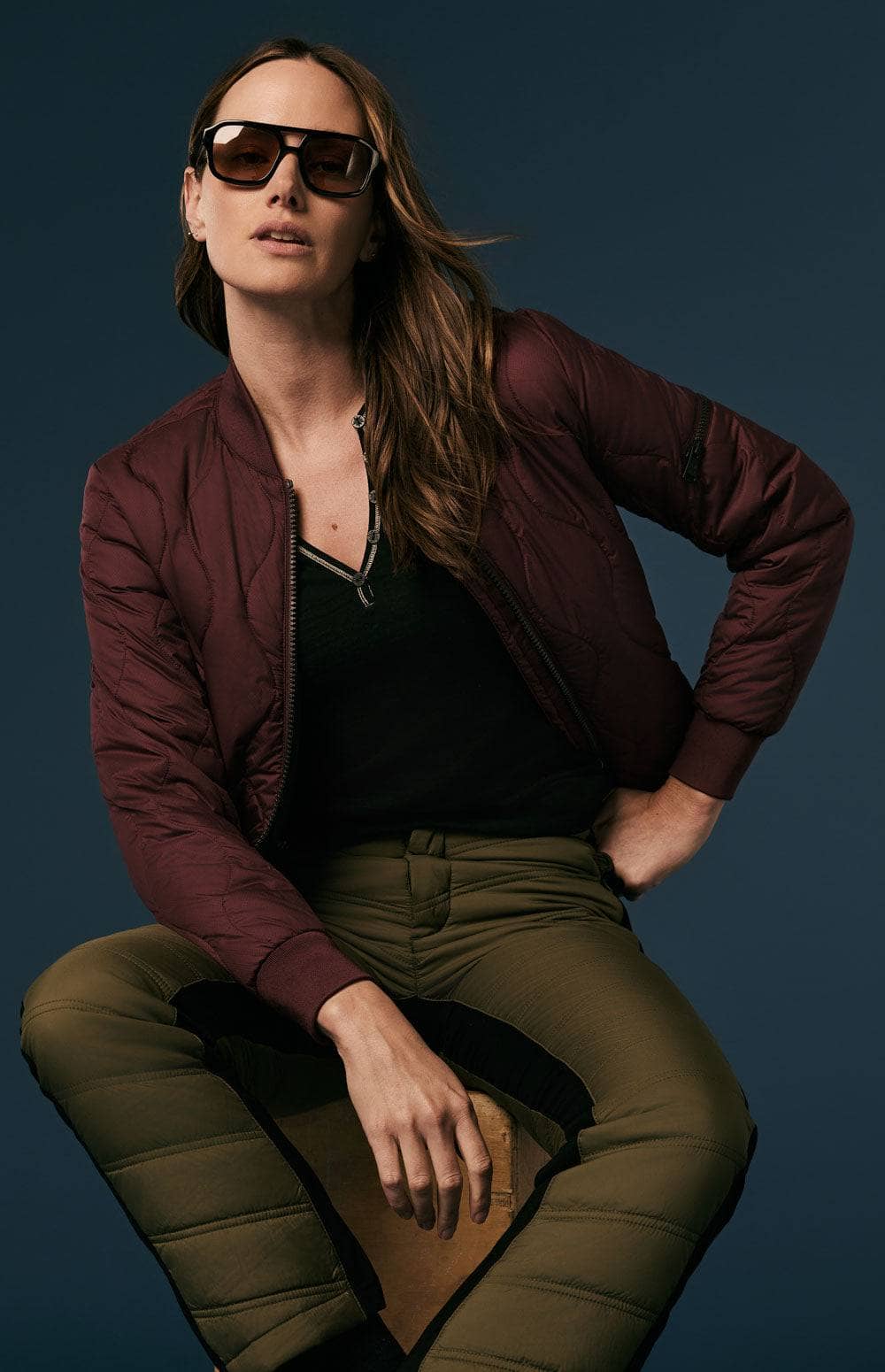 Metro Bomber Jacket by Alp N Rock, Women's Burgundy Bomber Jacket With Quilting