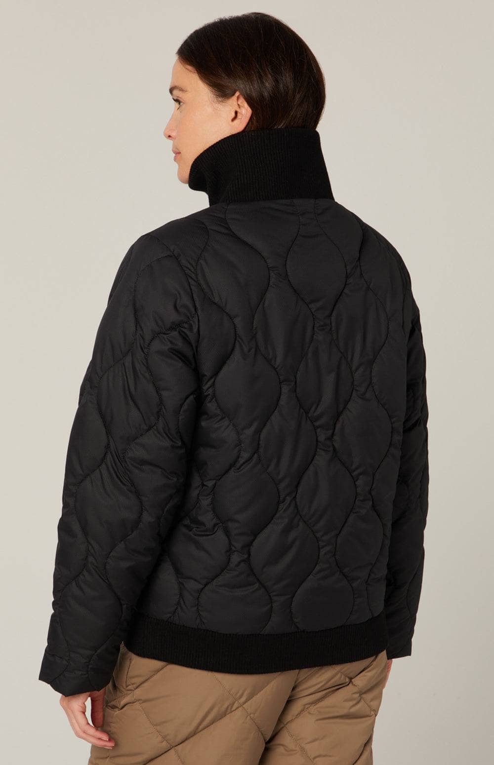 Nelly 1/2 Zip Pullover Jacket by Alp N Rock, Women's Black Jacket, Eco-Down Filling With Black Turtleneck