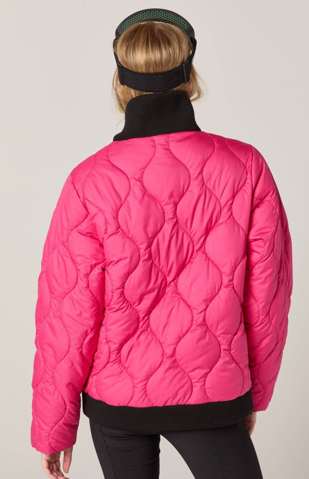 Nelly 1/2 Zip Pullover Jacket by Alp N Rock, Women's Pink Jacket, Eco-Down Filling With Black Turtleneck