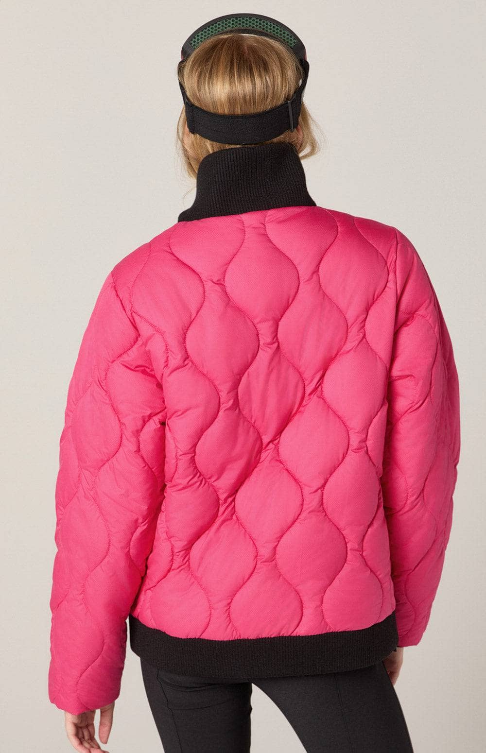 Nelly 1/2 Zip Pullover Jacket by Alp N Rock, Women's Pink Jacket, Eco-Down Filling With Black Collar