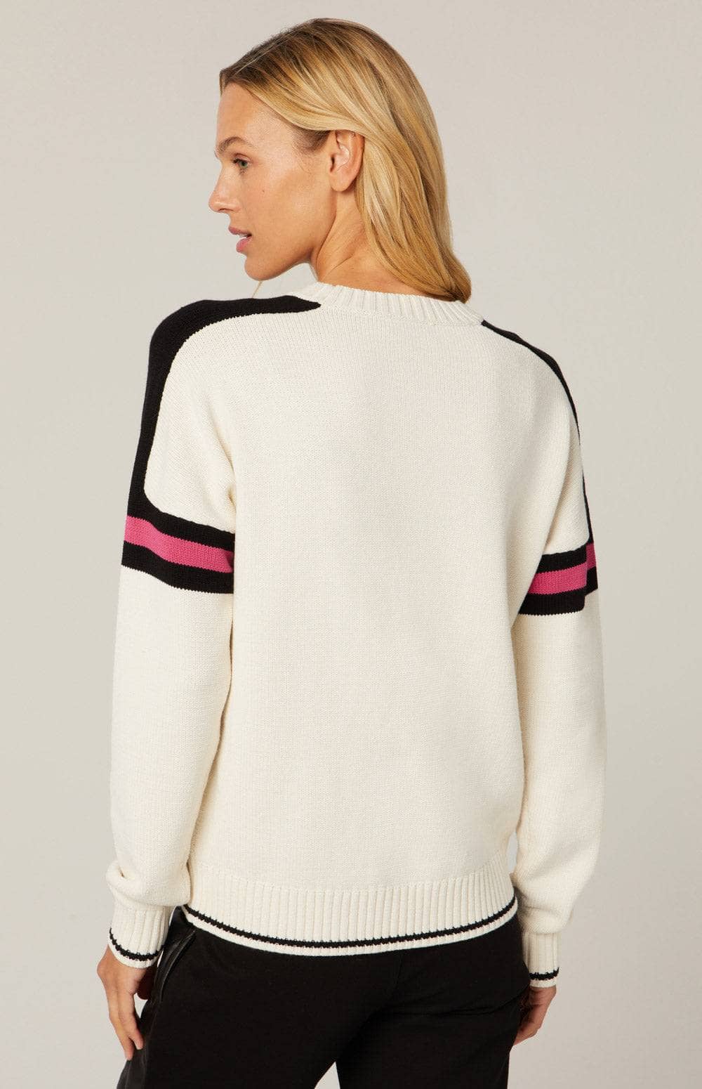 Apres Ski Sweater by Alp N Rock, Women's Cream Apres Ski Sweater with Pink Apres Lettering on Chest