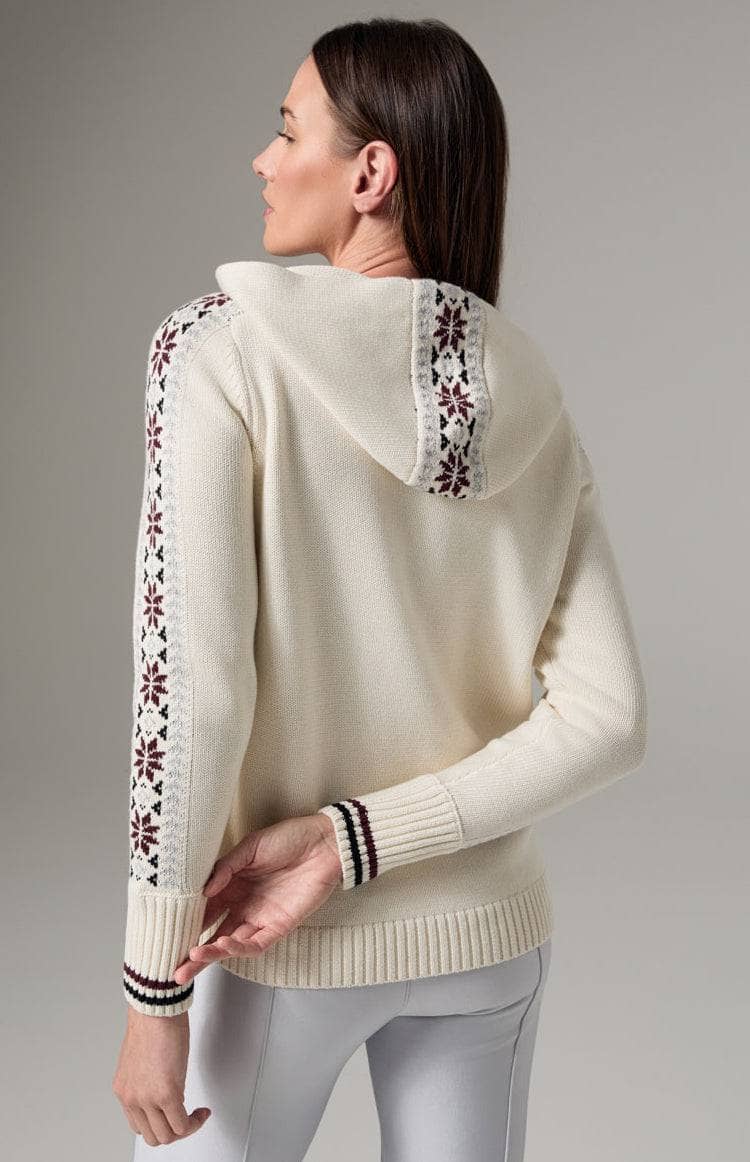 Astrid Hoodie Sweater by Alp N Rock, Women's Cream Ski Sweater with Snowflake Design on the Chest and Arms