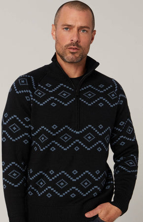 Y's PLAIN STITCH RANDOM TUCK PULLOVER 黒2 Brody 1/2 Zip Sweater, Black | Alp N Rock | Men's Sweater