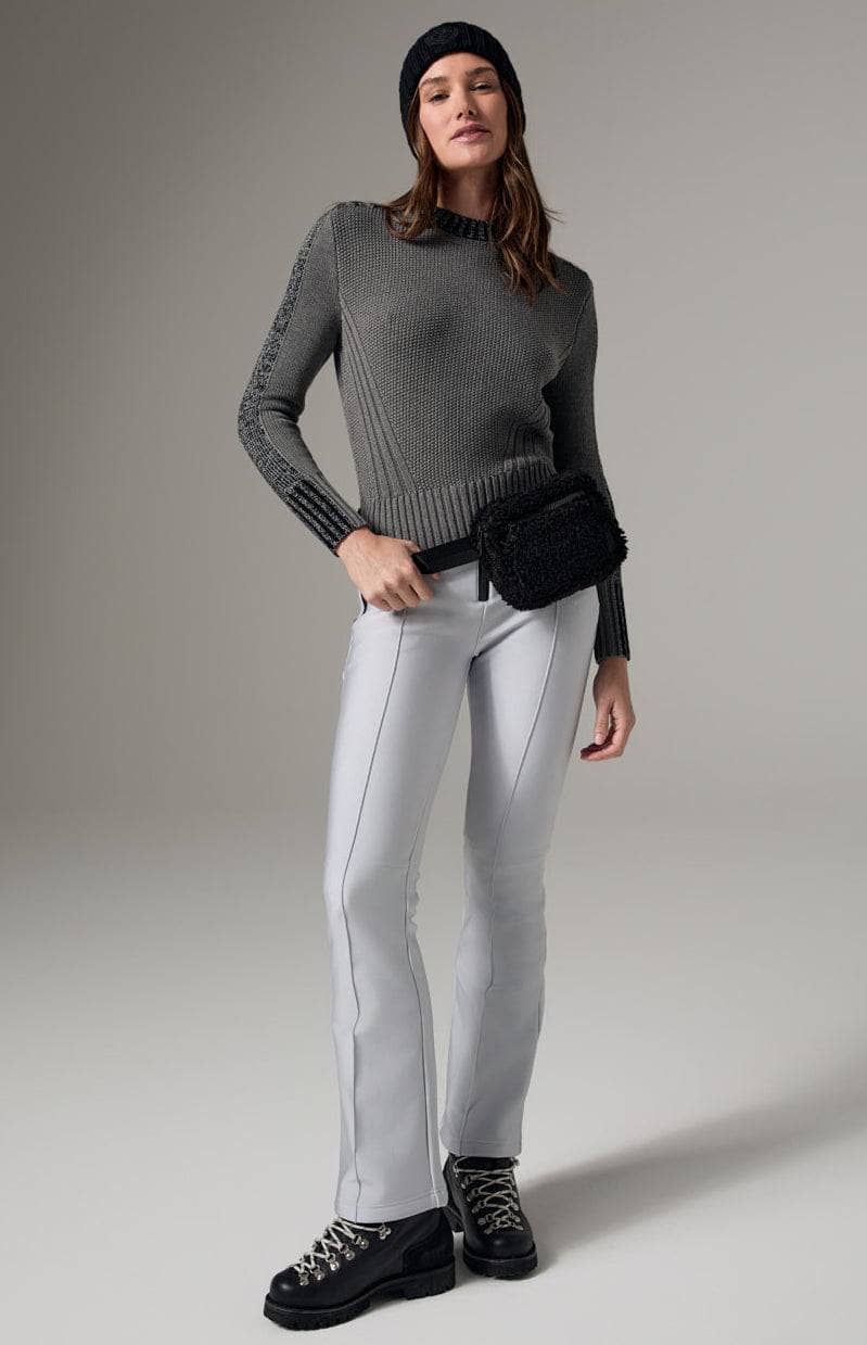 Dev Sweater by Alp N Rock, Women's Grey Sweater with Black and Silver Stripe Down the Shoulder and Arms