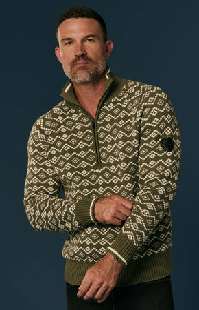 Leo Fairisle 1 2 Zip Sweater Leaf