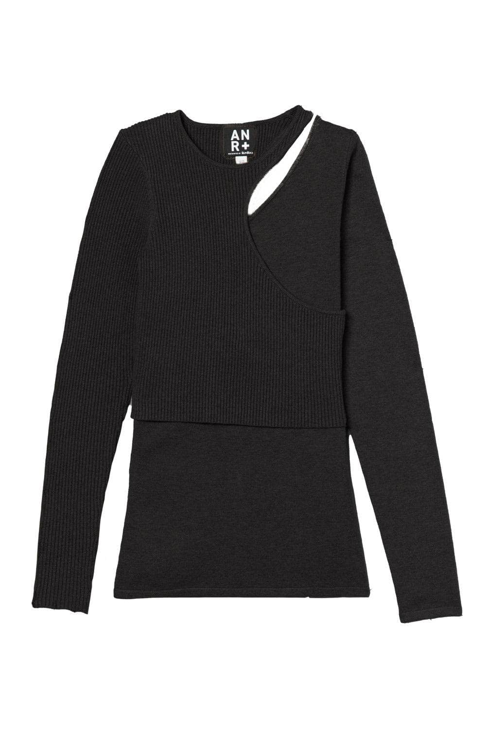 Tashin Asymetric Sweater by Alp N Rock, Women's Black Sweater, Fitted Design with Geometric Cut Outs