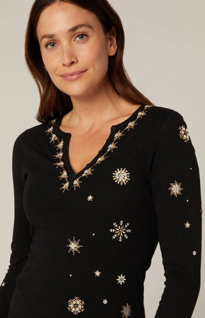 Annika Ski Henley Shirt | Black