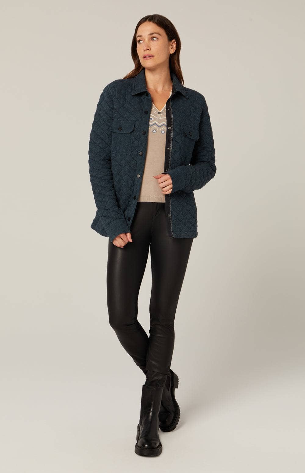 Cambria Shirt Jacket | ANR | Jackets - Womens Qulited Shirt  Alp N Rock Tops Cambria Shirt Jacket | Heather Blue