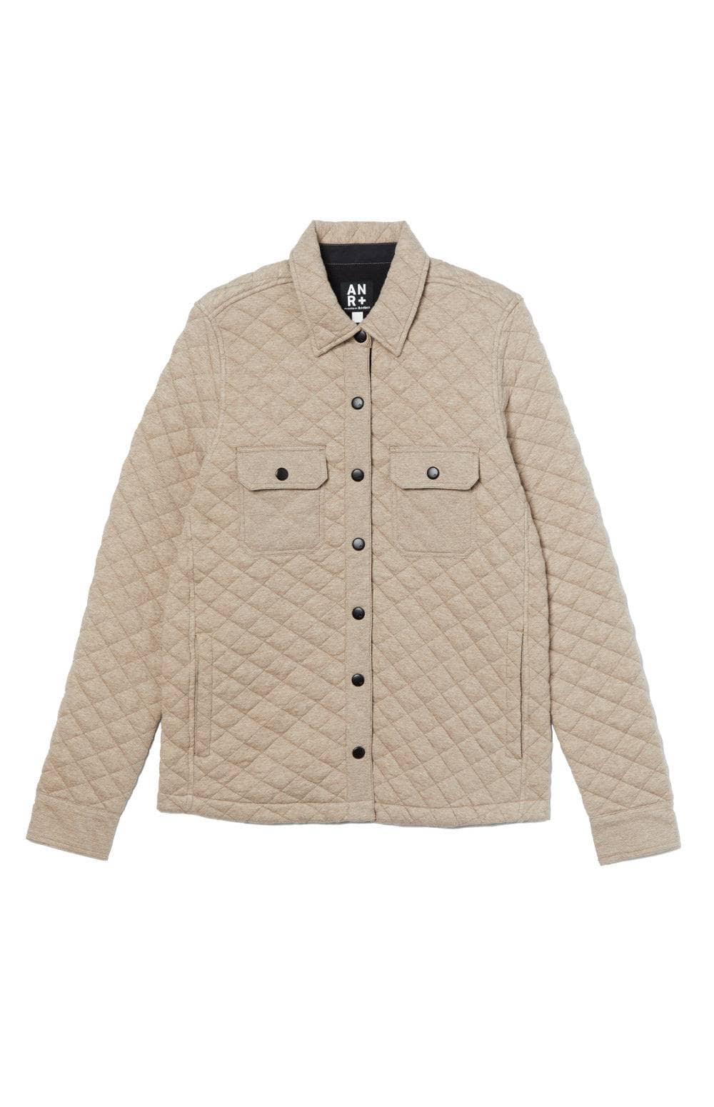 Cambria Shirt Jacket by Alp N Rock, Women's Heather Beige Shirt Jacket with Quilting and Patch Pockets