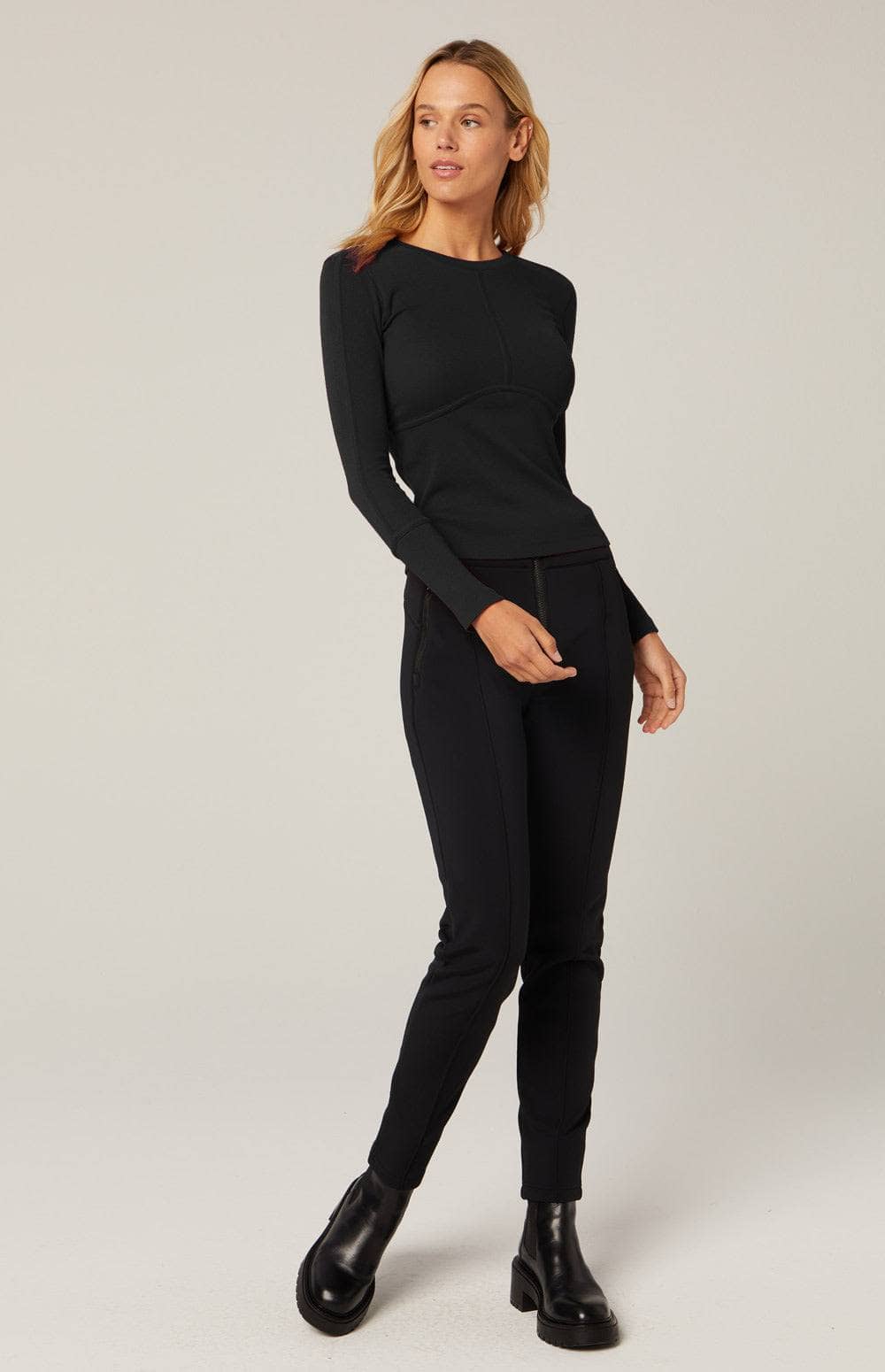 Delaney Knit Top by Alp N Rock, Women's Black Kint Top with Stitching Detail at Chest