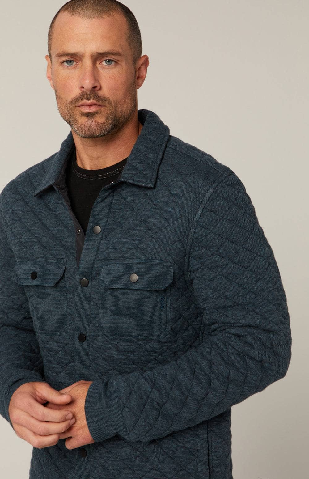 Jackson Shirt Jacket by Alp N Rock, Men's Blue Quilted Shirt Jacket With Button Front and Patch Pockets