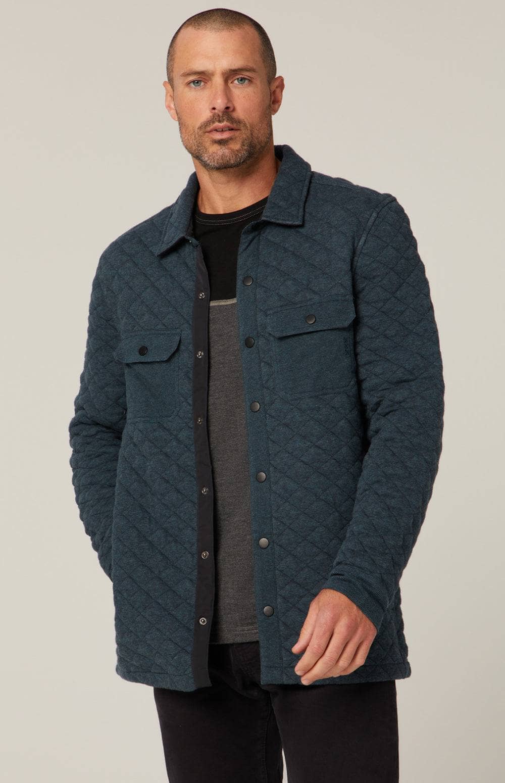 Jackson Shirt Jacket by Alp N Rock, Men's Blue Quilted Shirt Jacket With Button Front and Patch Pockets