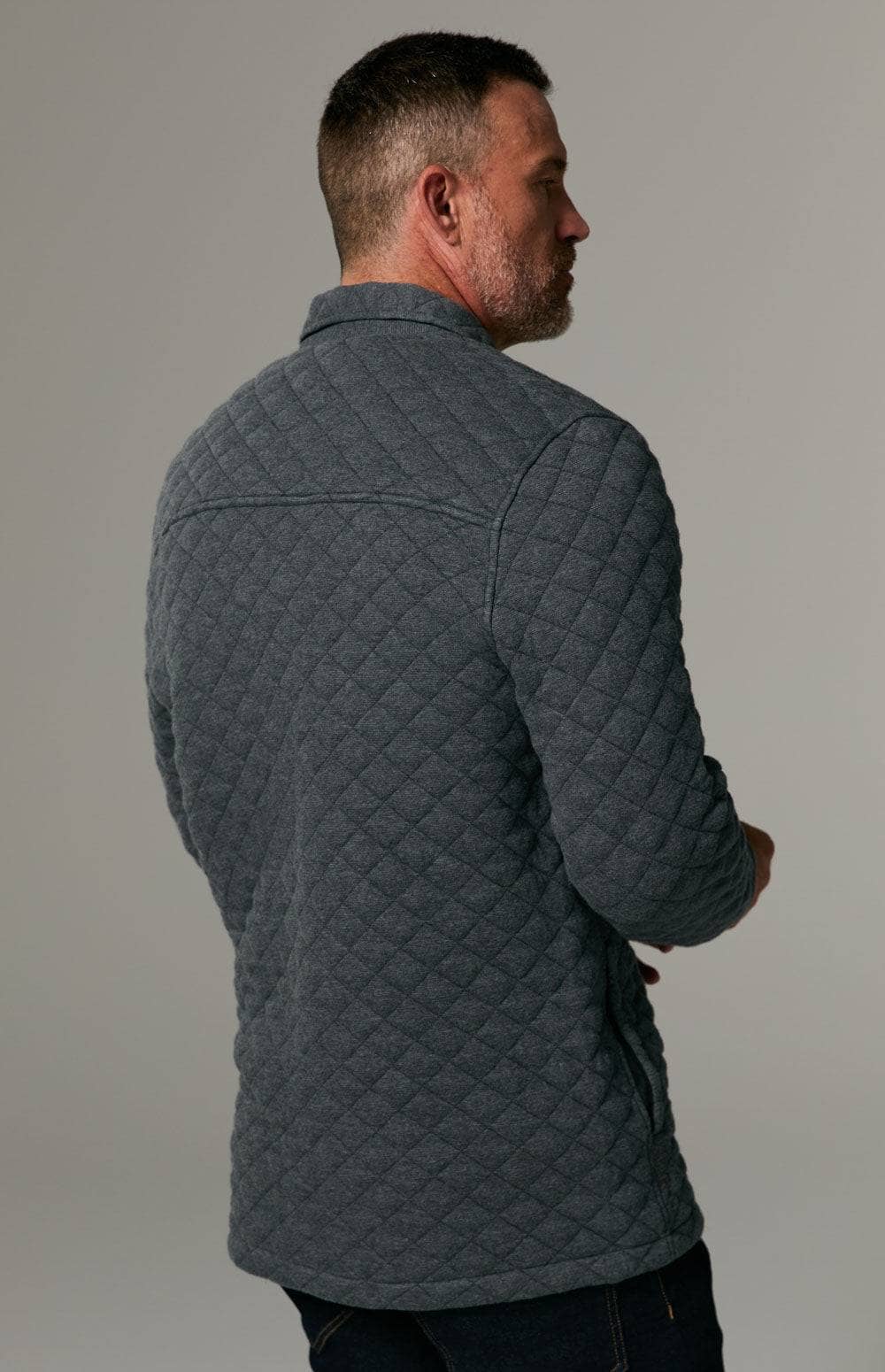 Jackson Shirt Jacket by Alp N Rock, Men's Heather Grey Quilted Shirt Jacket with Snap Front Closure and Patch Pockets