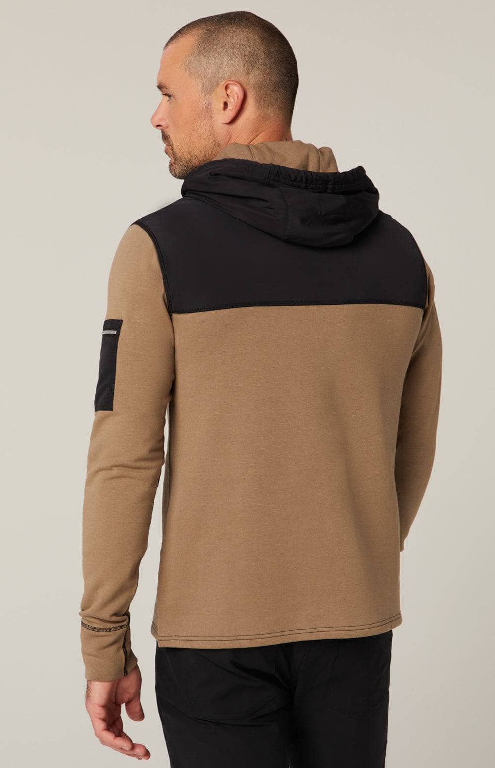 Rowan Ii Hoodie by Alp N Rock, Men's Tan Hoodie With Black Accents at the Hood, Chest and Pocket