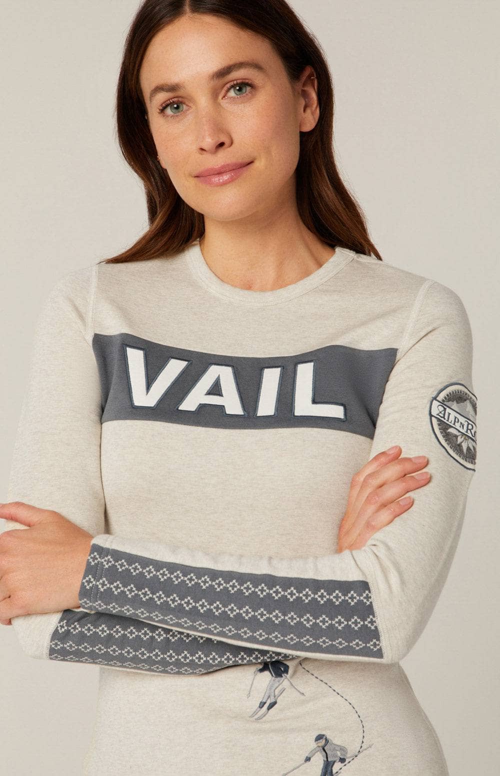 Vail Ski Crew | ANR | Tops - Womens Ski Henley  Alp N Rock Tops Vail Ski Crew | Heather Ivory