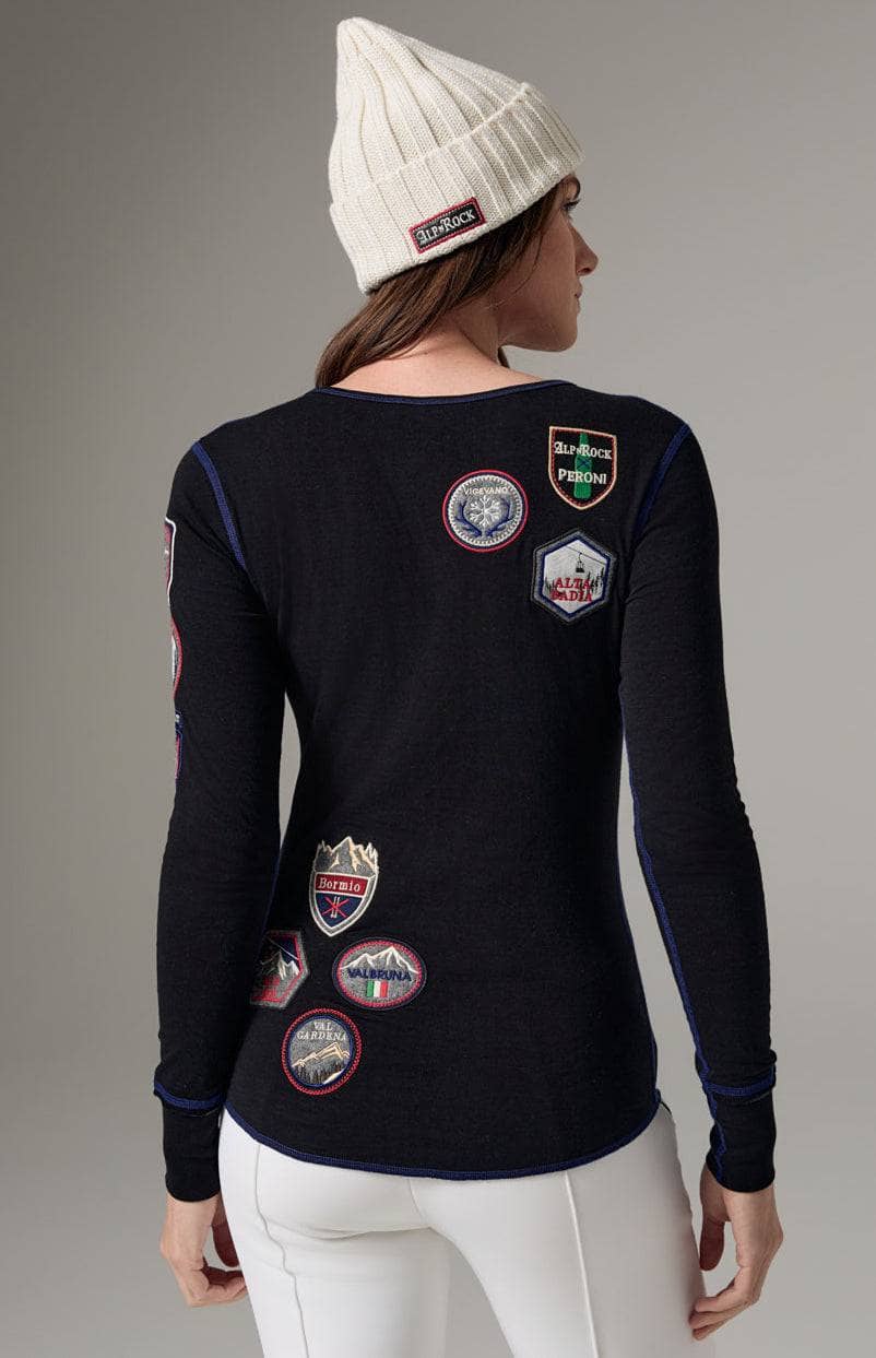 Alp N Rock Womens Henley Shirt PERONI X ALP N ROCK RESORTS HENLEY  | Black