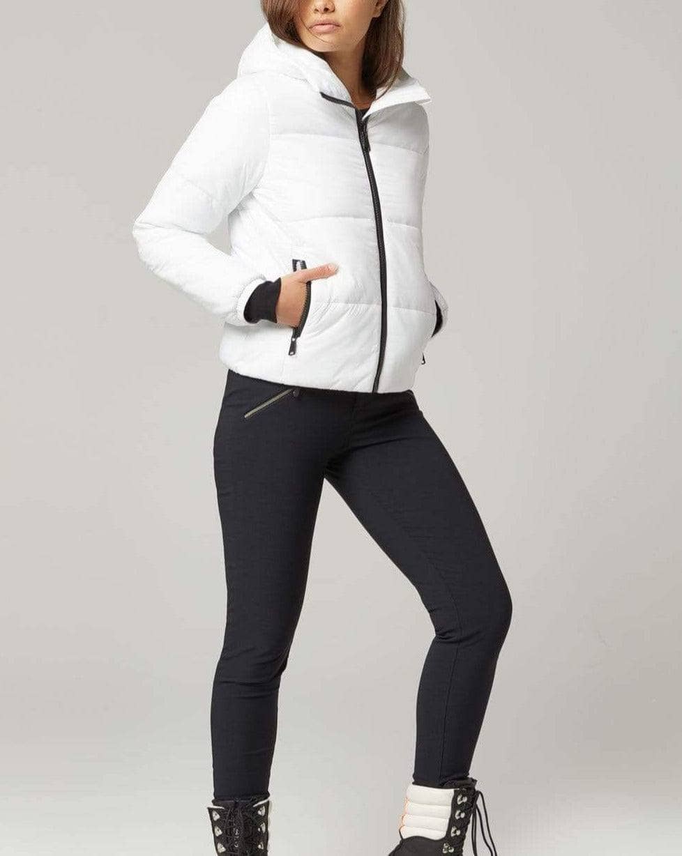 Denali Bomber Jacket by Alp N Rock, Women's White Puffer Jacket with Black Zipper