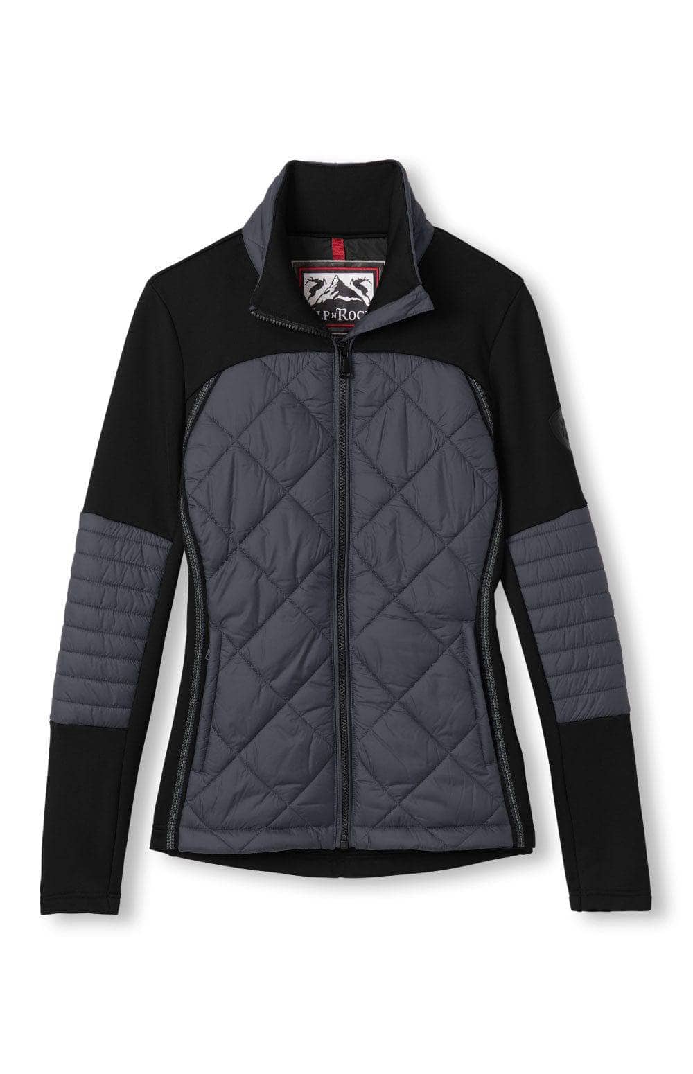 Freja Hybrid Jacket by Alp N Rock, Women's Charcoal Gray Winter Jacket with Quilted Panels