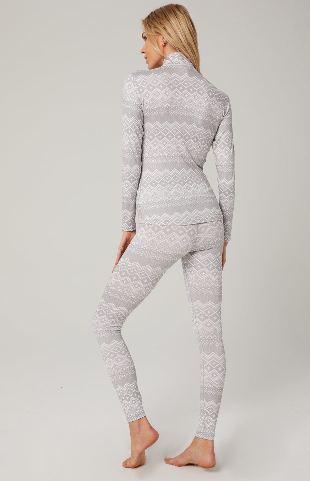Leah Baselayer Legging by Alp N Rock, Women's Light Grey Legging with White Fair Isle Print Pattern