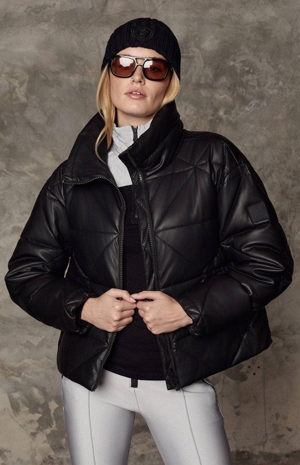 Alta Puffer Jacket, Black Faux Leather | Alp N Rock Alp N Rock Womens Outerwear Alta Puffer Jacket | Black Faux Leather