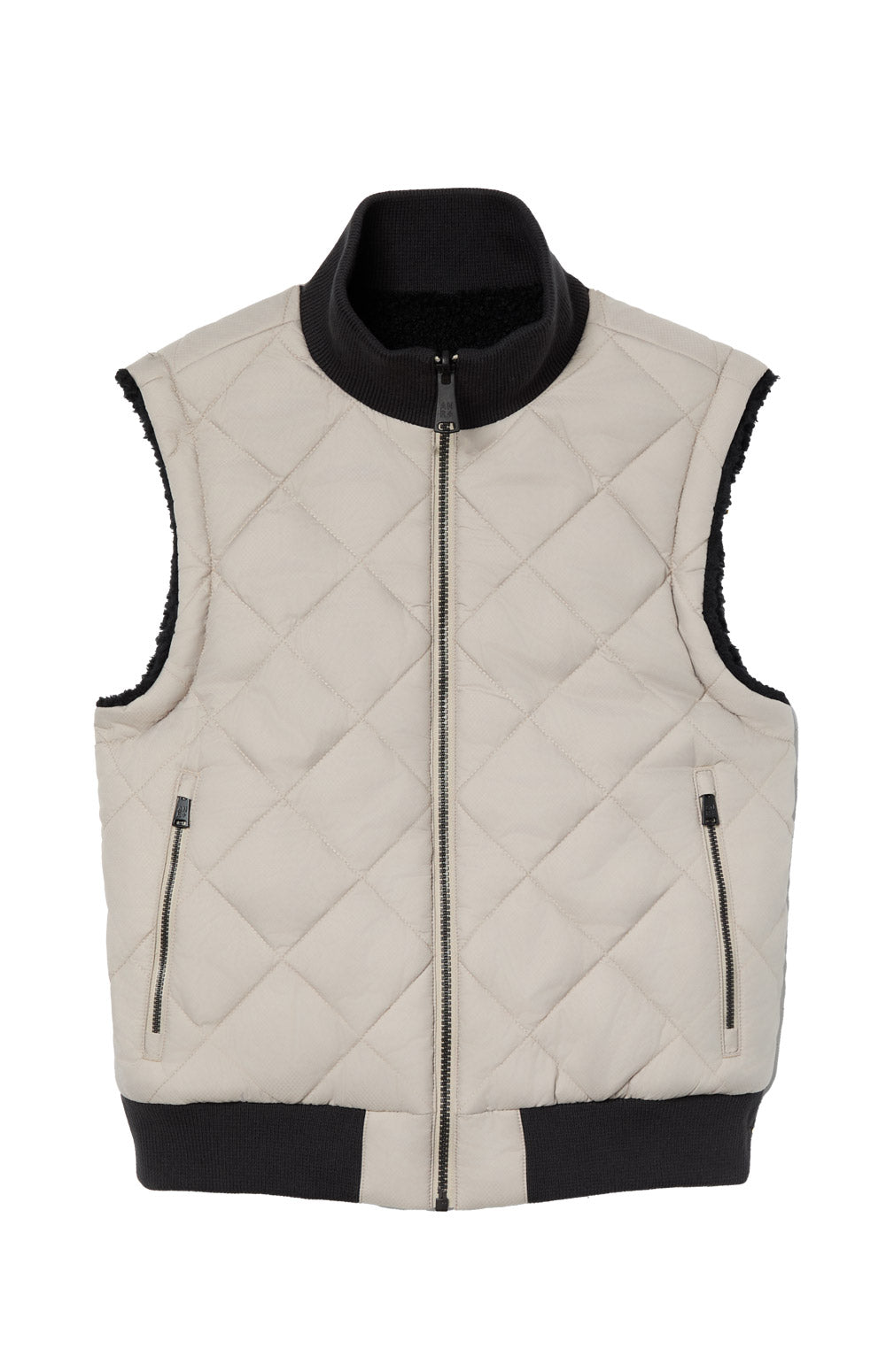 Alp N Rock Atlas Vest, beige quilting and black shearling reversible zip vest for women