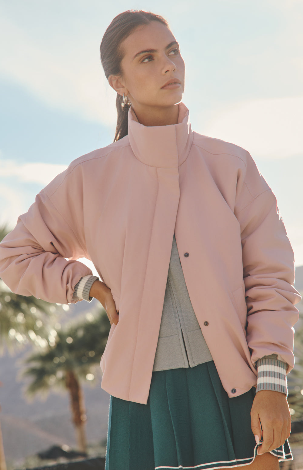 Alp N Rock Catalina Jacket, lightweight pink jacket for women with high neck and slant pockets