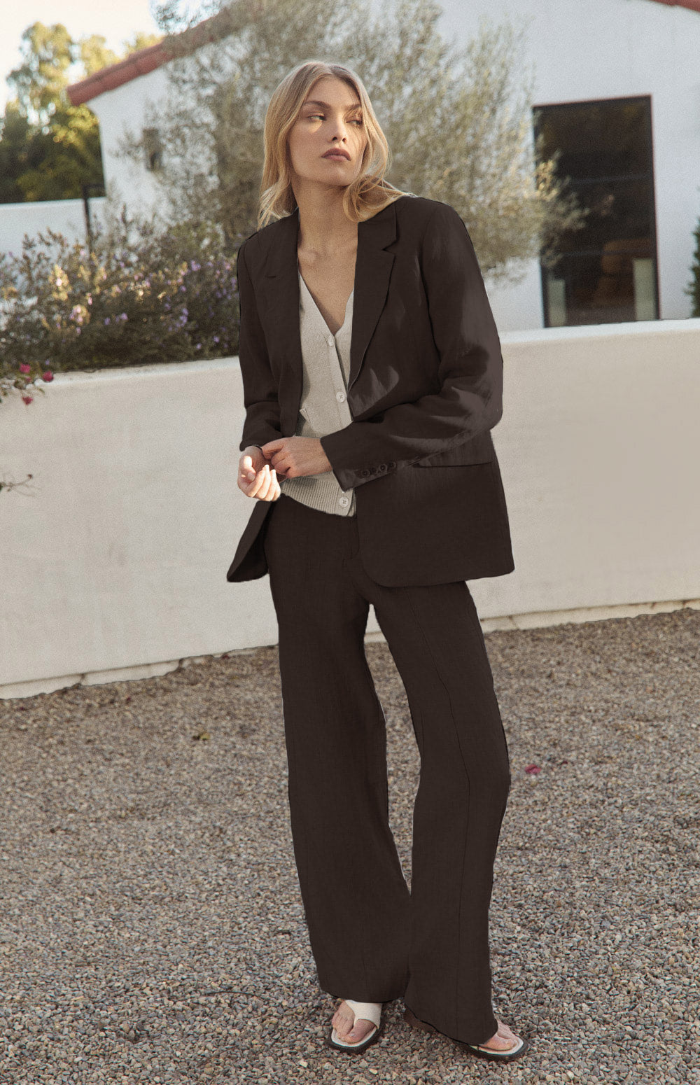 Emerson Linen Blazer, Coffee | Alp N Rock Alp N Rock Womens Outerwear Emerson Linen Blazer | Coffee