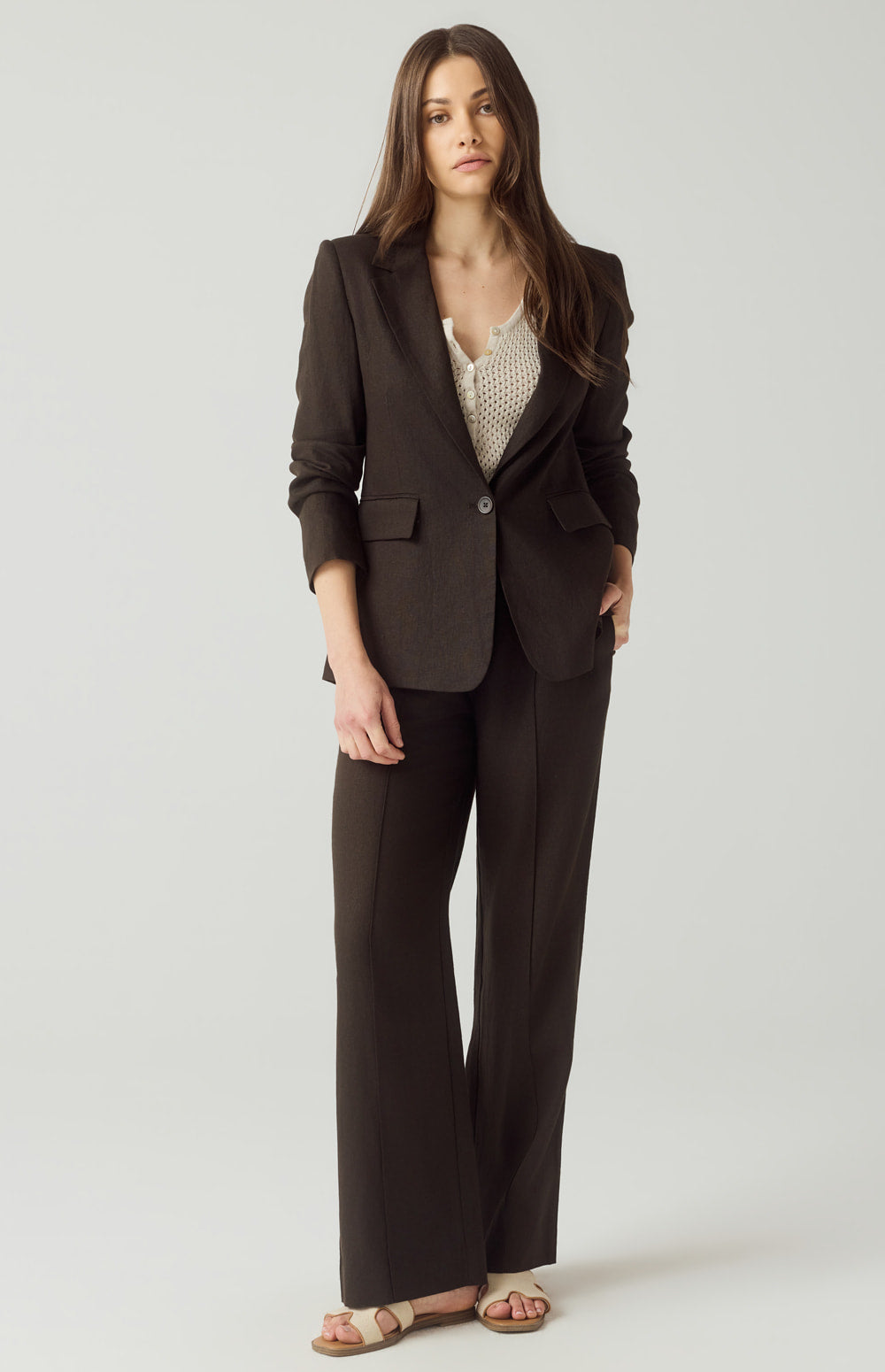 Alp N Rock Emerson Blazer, dark brown linen blazer for women