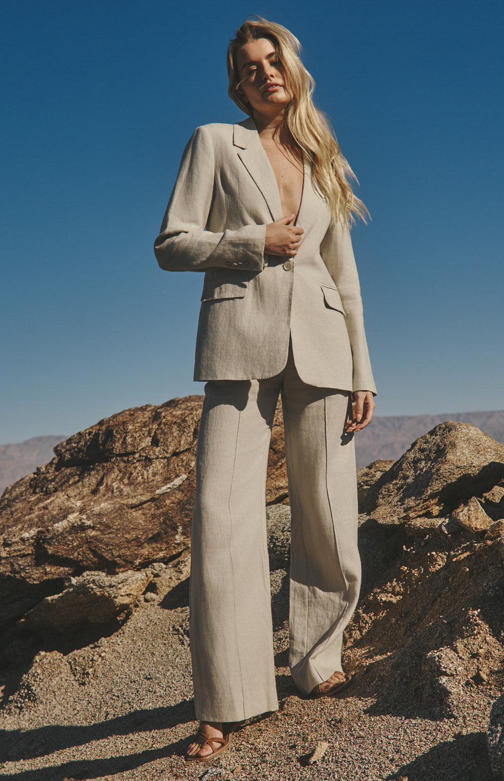 Alp N Rock Emerson Blazer, beige linen blazer for women