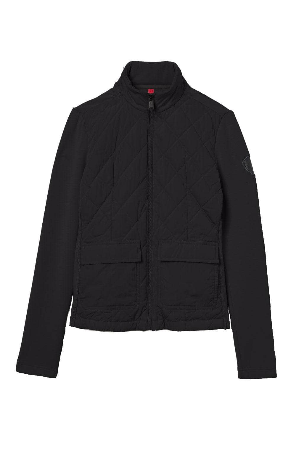 Alp N Rock Kara Hybrid Jacket, Women's Black Jacket with Knit Sleeves, Quilting, and Patch Pockets