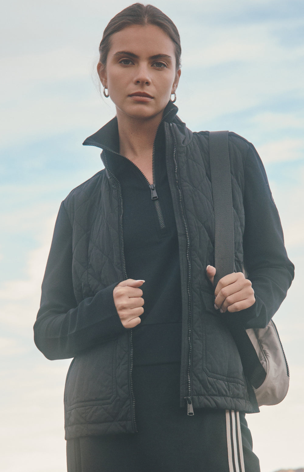 Alp N Rock Kara Jacket, black hybrid jacket for women with front patch pockets