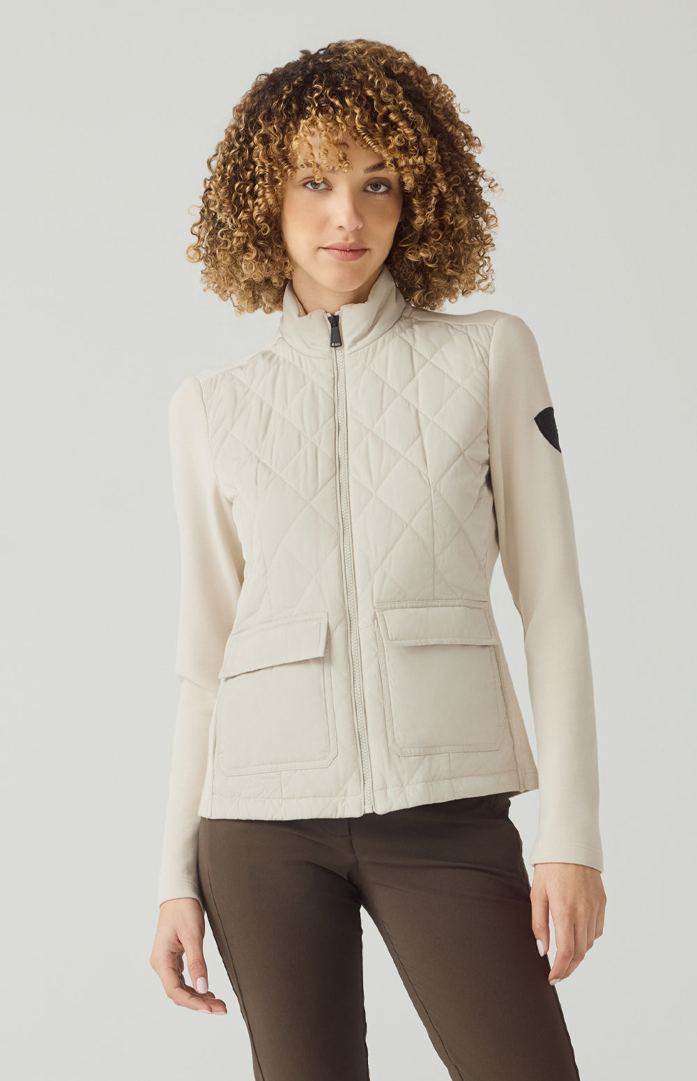 Alp N Rock Kara Jacket, light beige hybrid jacket for women with front patch pockets