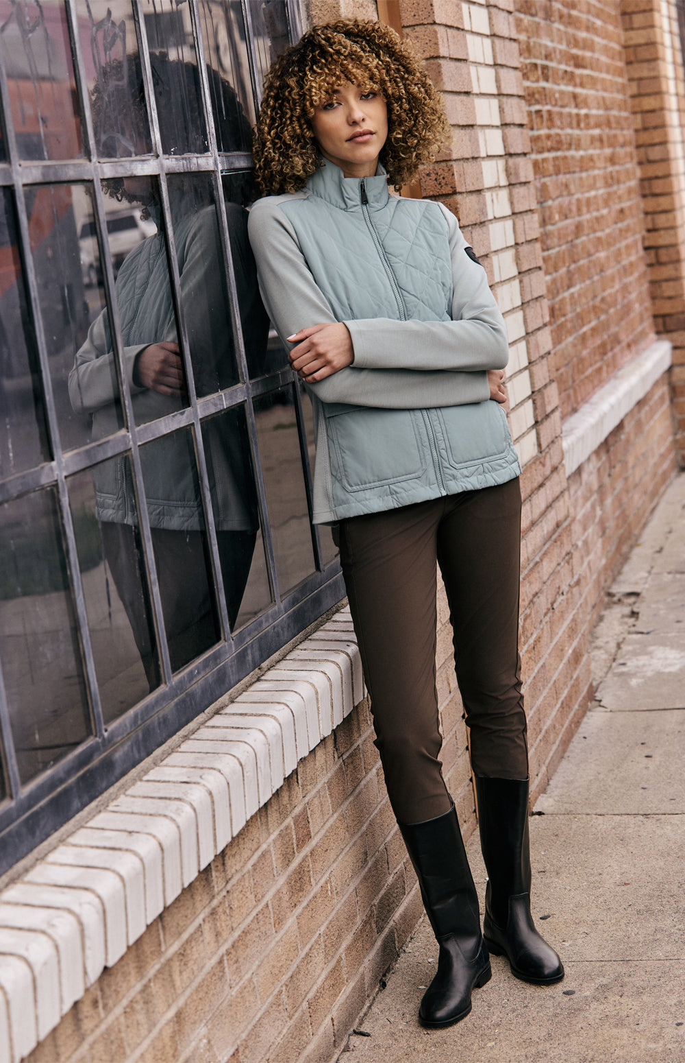 Alp N Rock Kara Jacket, silver blue hybrid jacket for women with front patch pockets