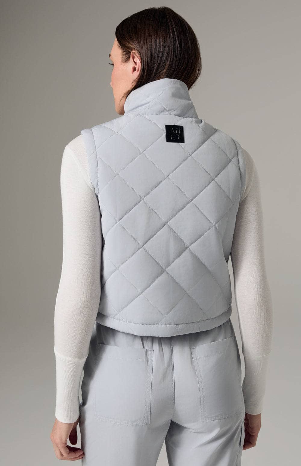 Alp N Rock Lucerne Vest, Women's Silver Grey Quilted Cropped Vest with Pockets and Snap Closure at the Sides