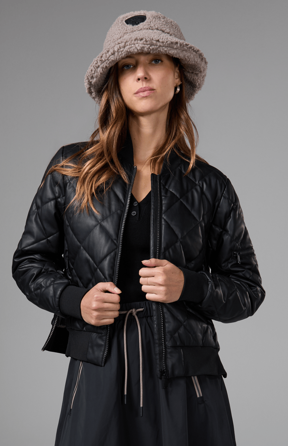 Metro Faux Leather Bomber Jacket, Black | Alp N Rock Alp N Rock Womens Outerwear Metro Faux Leather Bomber Jacket | Black